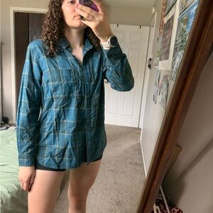 Mountain Hardwear Teal and Yellow Plaid Shirt